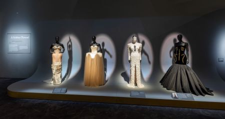 Schiaparelli haute couture creations on display at the V&A in London
