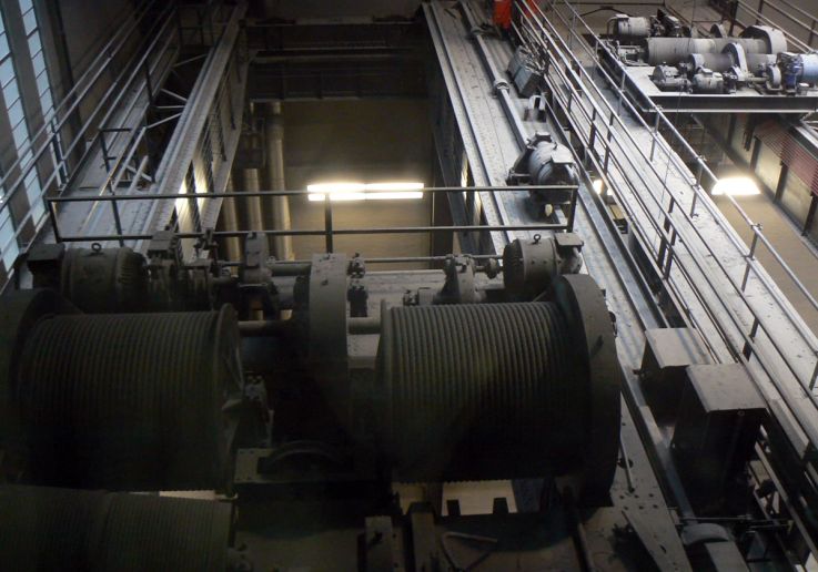 Industrial machinery detail in the Turbine Hall of Tate Modern London