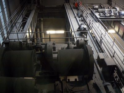 Industrial machinery detail in the Turbine Hall of Tate Modern London