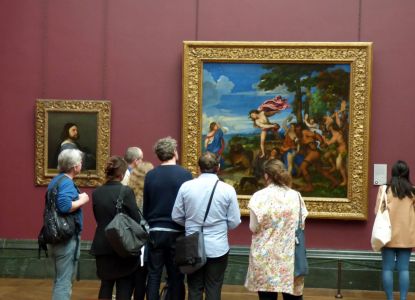 Small group on a private tour admiring Renaissance art at the National Gallery