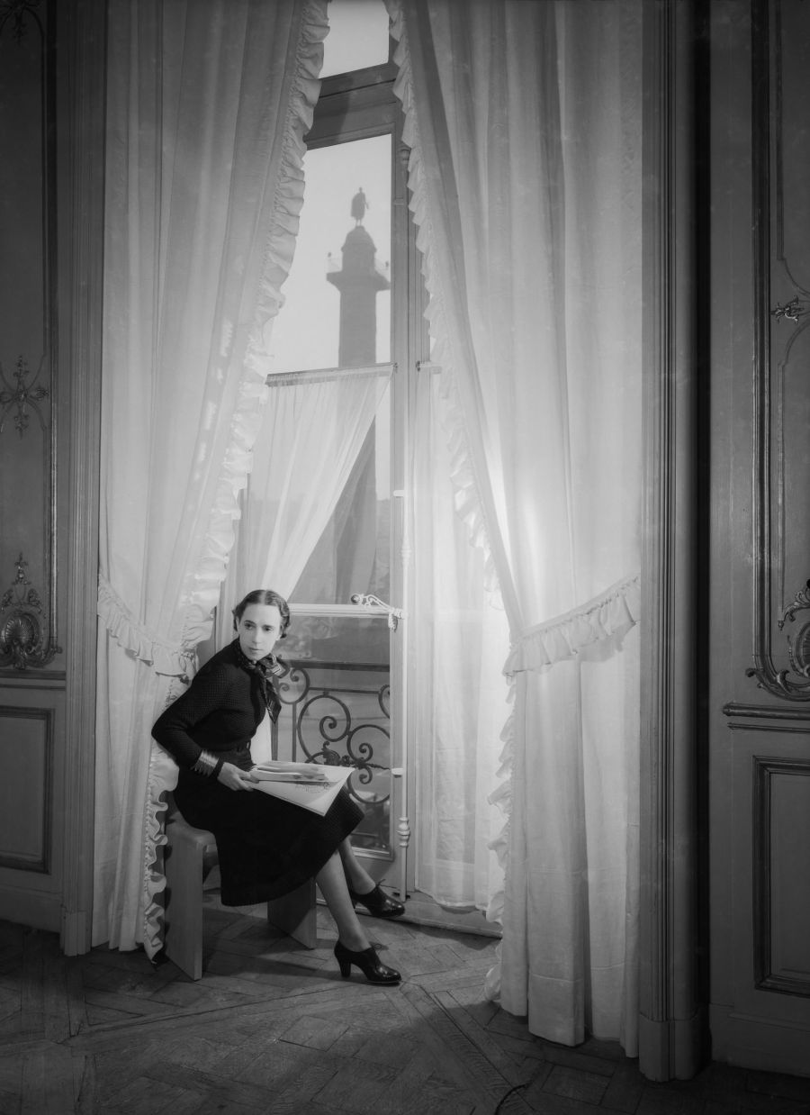 Elsa Schiaparelli in her boutique at 21 Place Vendôme, Harper's Bazaar, October 1935