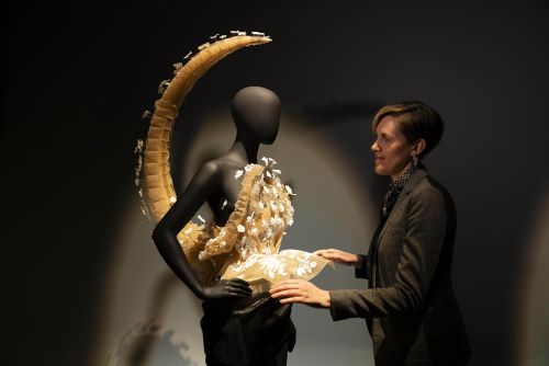 Detail of Schiaparelli creations exhibited at the Victoria and Albert Museum