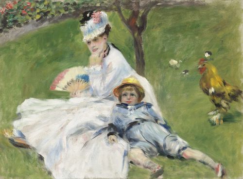 Camille Monet reclines with her young son in Renoir's sunlit Madame Monet and Her Son