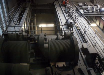 Industrial machinery detail in the Turbine Hall of Tate Modern London