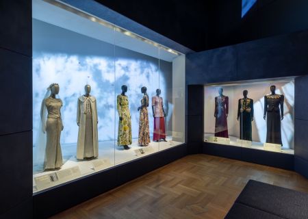 Gallery room of the Elsa Schiaparelli exhibition at the V&A Museum