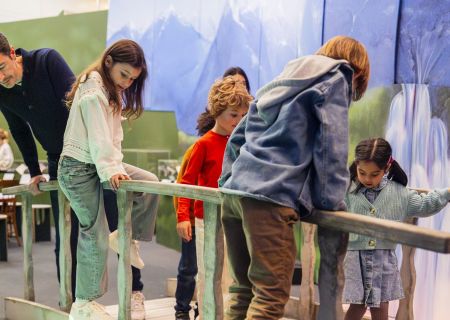 Families visiting the Fairy Tales exhibition at the British Library in London